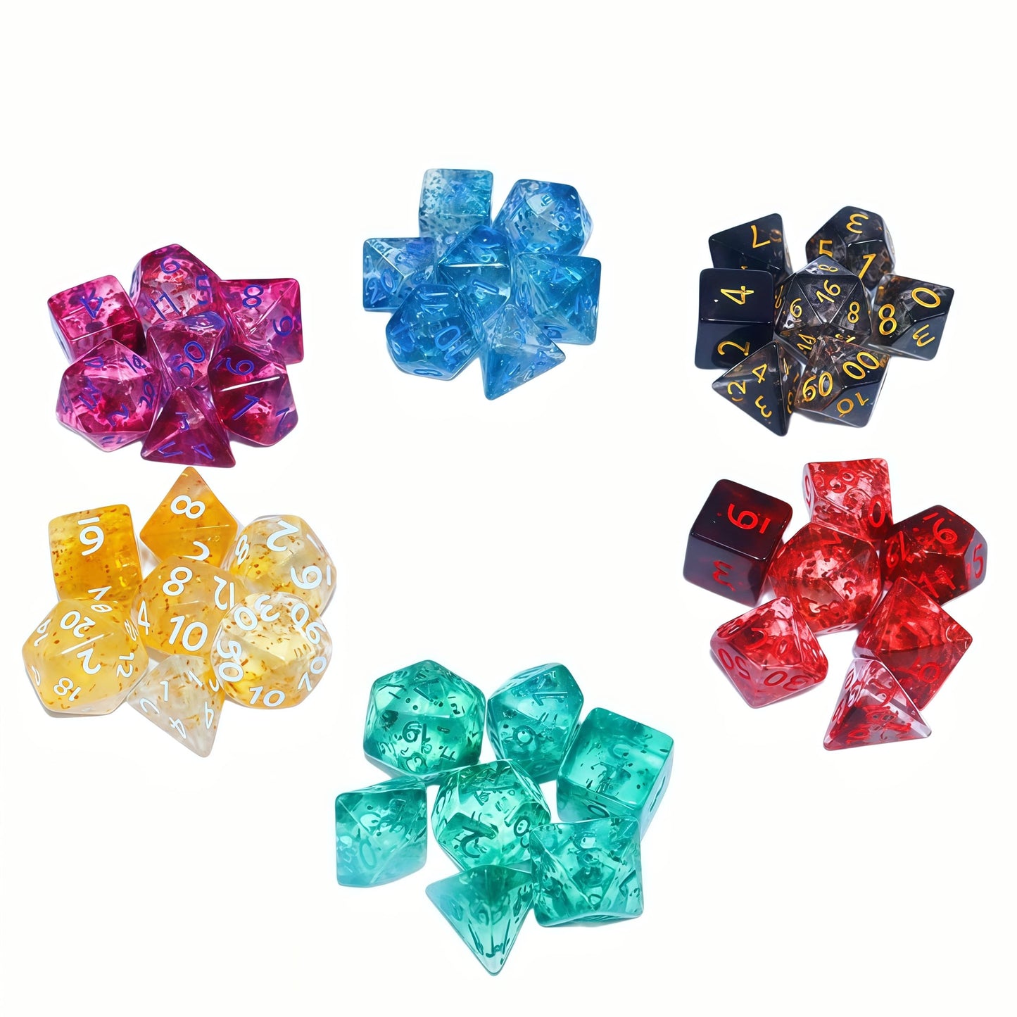 Acrylic Dice Wispy Duo-Tone Chameleon Polyhedral DnD D&D Dice Set