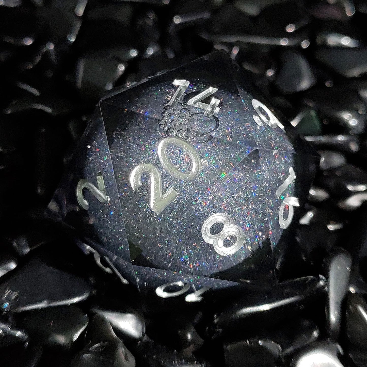 Resin Dice ‌35mm Resin Liquid Core D20 with Glitter‌ DnD D&D Dice Set