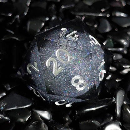 Resin Dice ‌35mm Resin Liquid Core D20 with Glitter‌ DnD D&D Dice Set