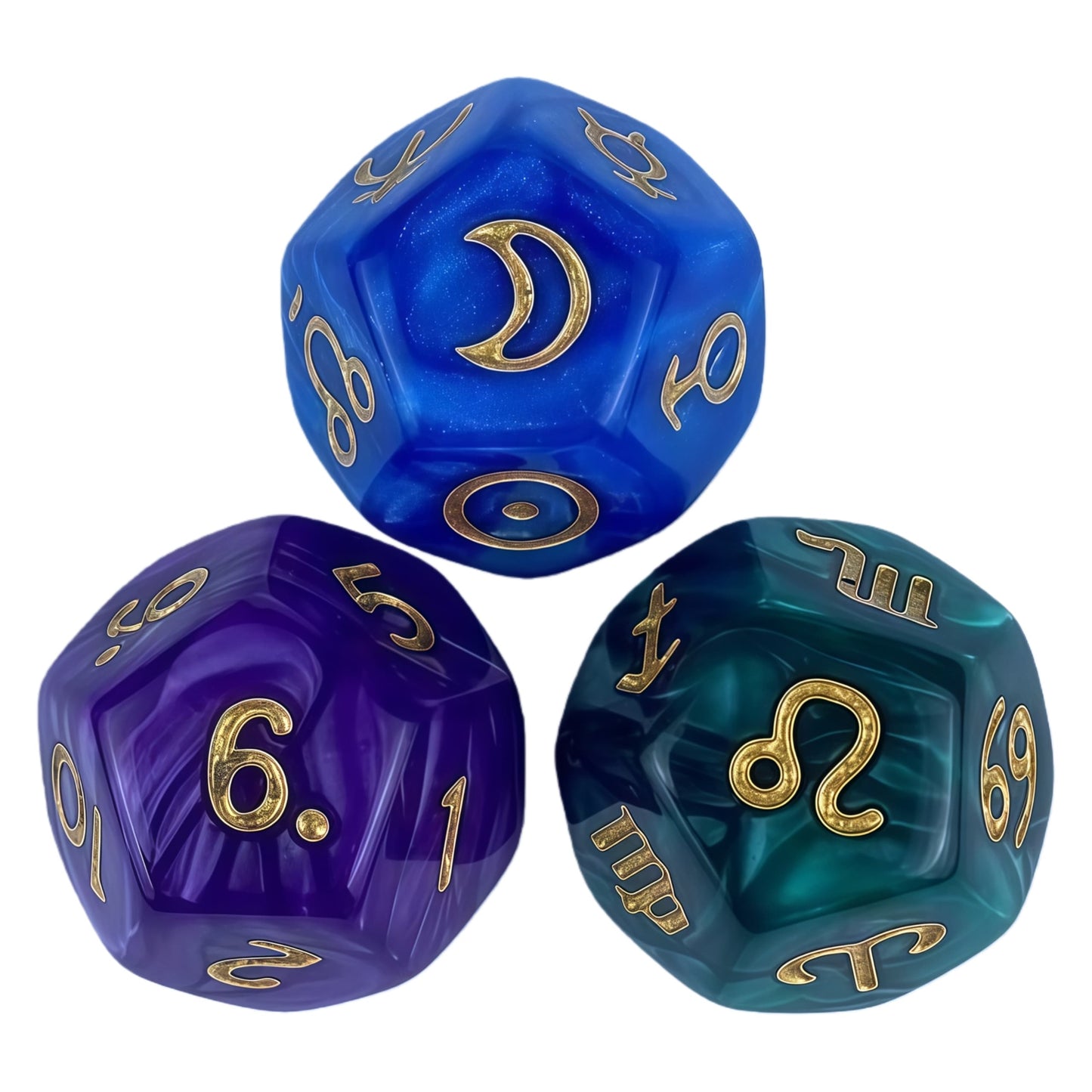 Acrylic Dice ‌12-Zodiac Polyhedral DnD D&D Dice Set