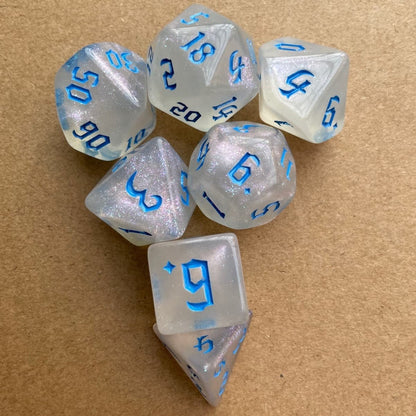 Acrylic Dice ‌White Chameleon Polyhedral DnD D&D Dice Set