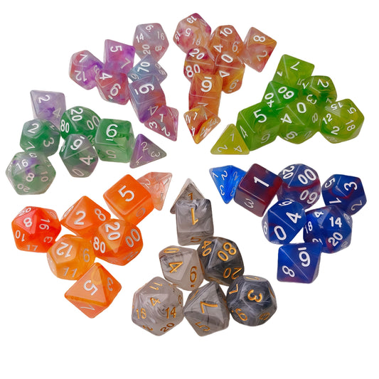 Acrylic Dice ‌Colorful Filigree Polyhedral DnD D&D Dice Set