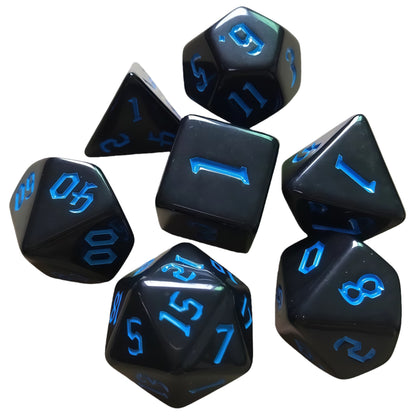Acrylic Dice ‌Solid Black with Colorful Inked Polyhedral DnD D&D Dice Set