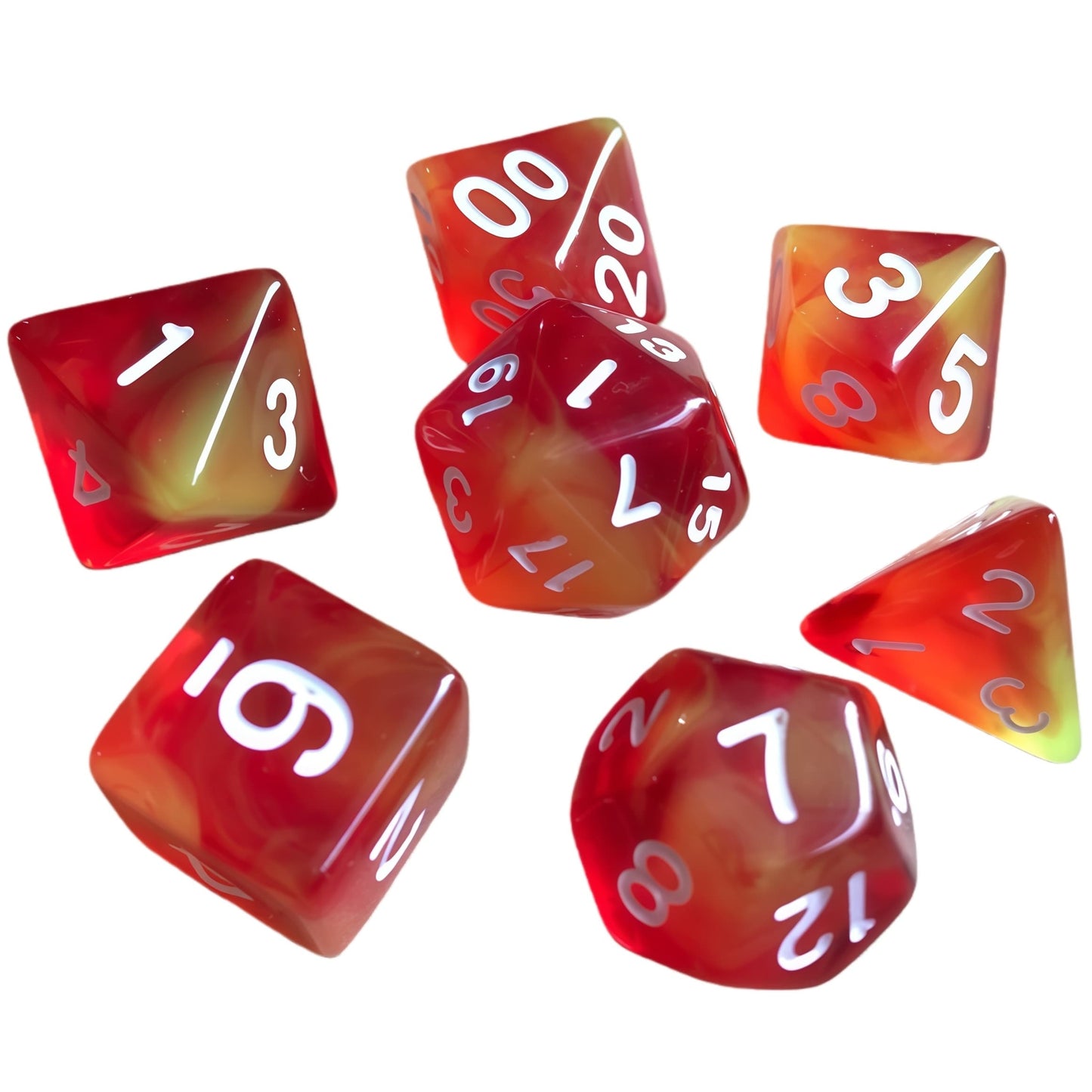Acrylic Dice ‌Duo-Tone Crystal Wispy Polyhedral DnD D&D Dice Set
