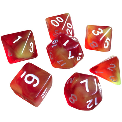 Acrylic Dice ‌Duo-Tone Crystal Wispy Polyhedral DnD D&D Dice Set