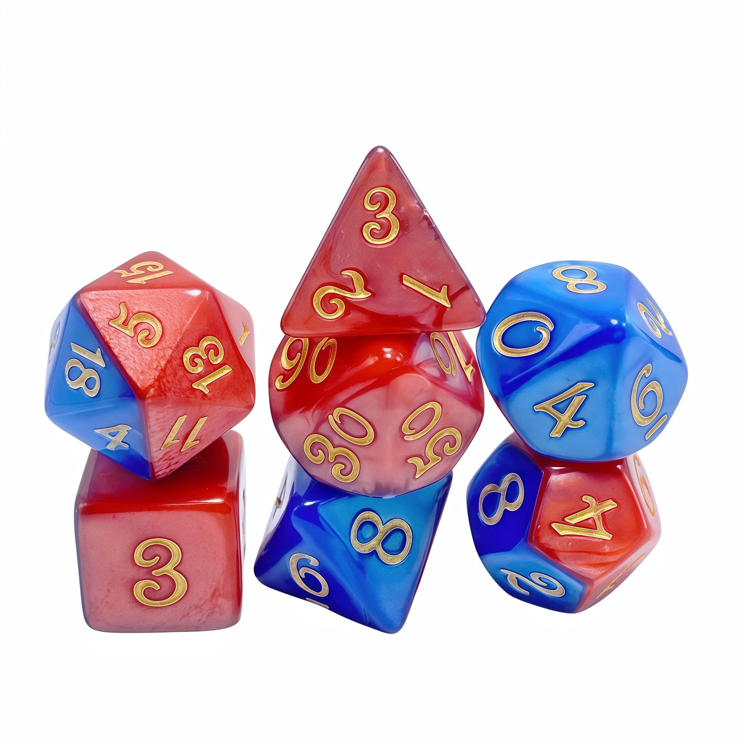 Acrylic Dice Duo-Tone Layered Polyhedral DnD D&D Dice Set