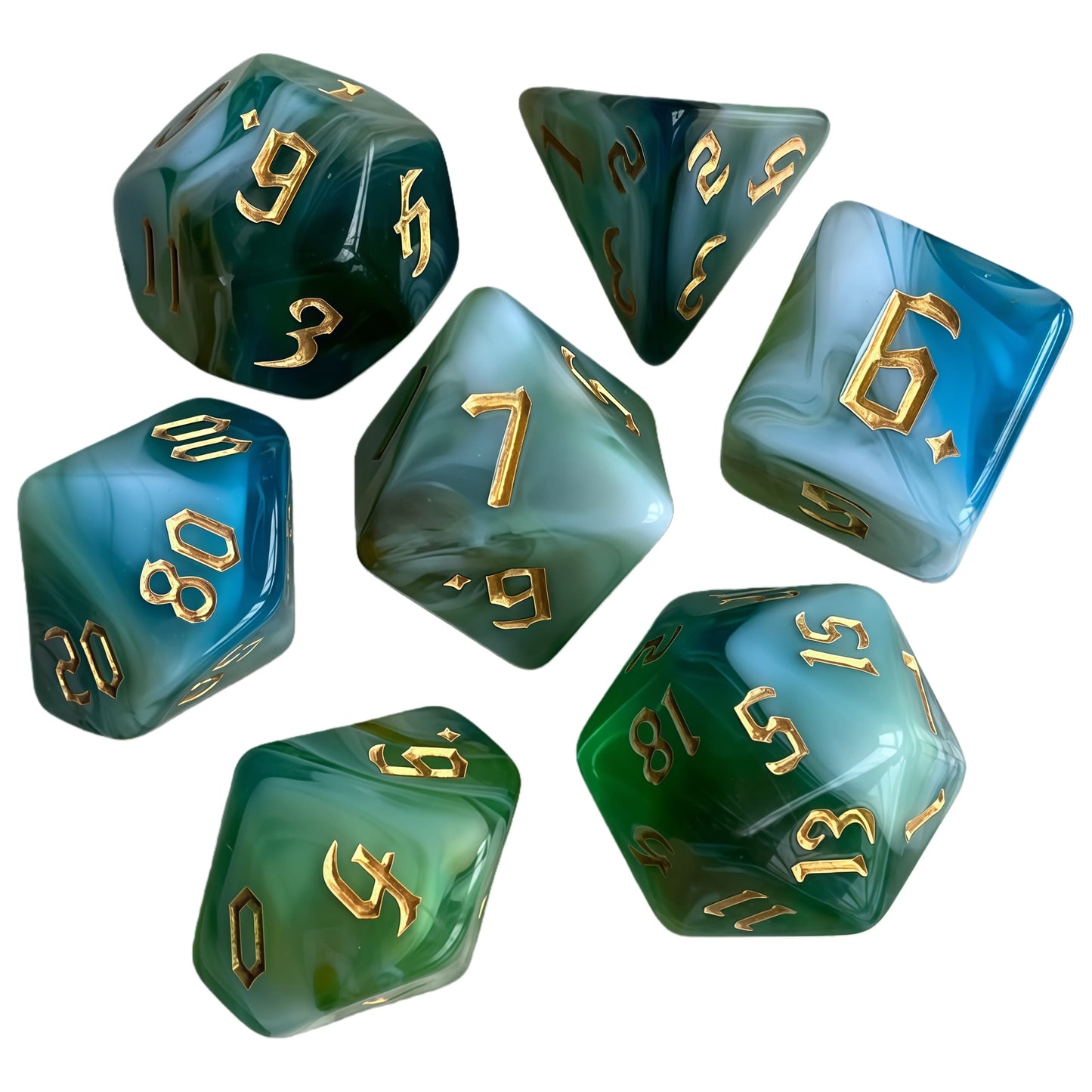 Acrylic Dice Quad-Tone Polyhedral DnD D&D Dice Set