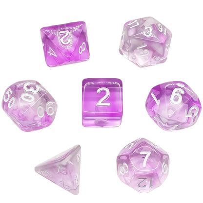 Acrylic Dice ‌Duo-Tone Crystal Wispy Polyhedral DnD D&D Dice Set