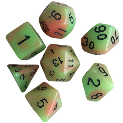 Acrylic Dice Duo-Tone Glow-in-the-Dark Polyhedral DnD D&D Dice Set