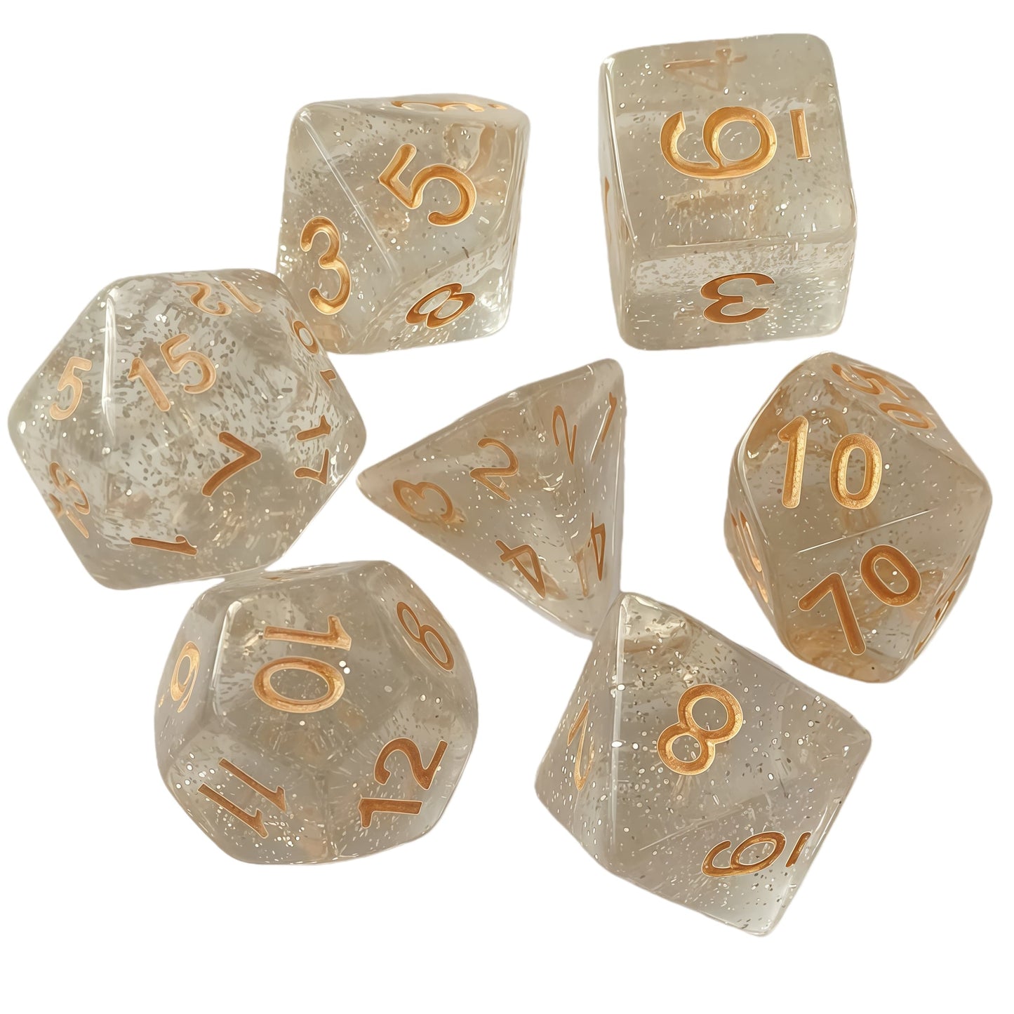 Acrylic Dice Verdant Camo Speckled Polyhedral DnD D&D Dice Set