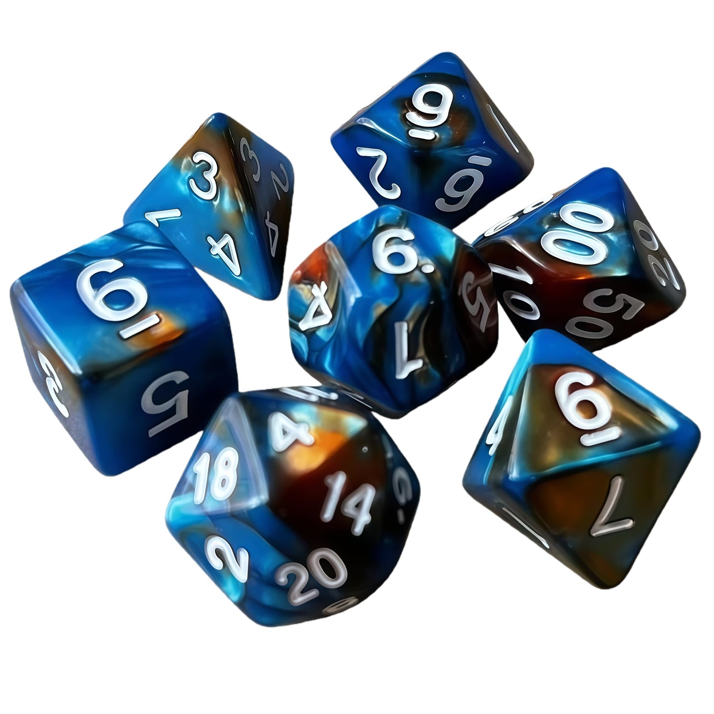 Acrylic Dice Duo-Tone Gold & Silver Polyhedral DnD D&D Dice Set