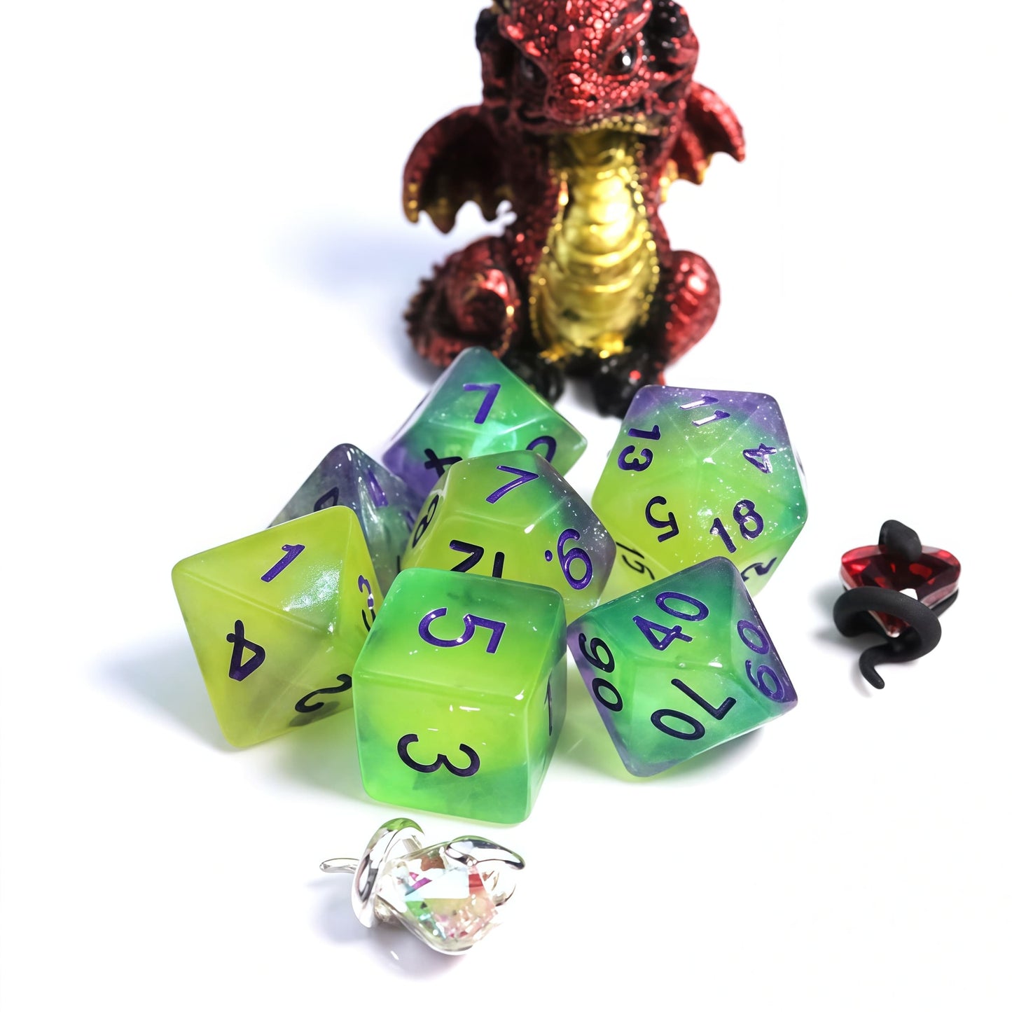 Acrylic Dice ‌Glow Galaxy Tri-Shift Chameleon Polyhedral DnD D&D Dice Set
