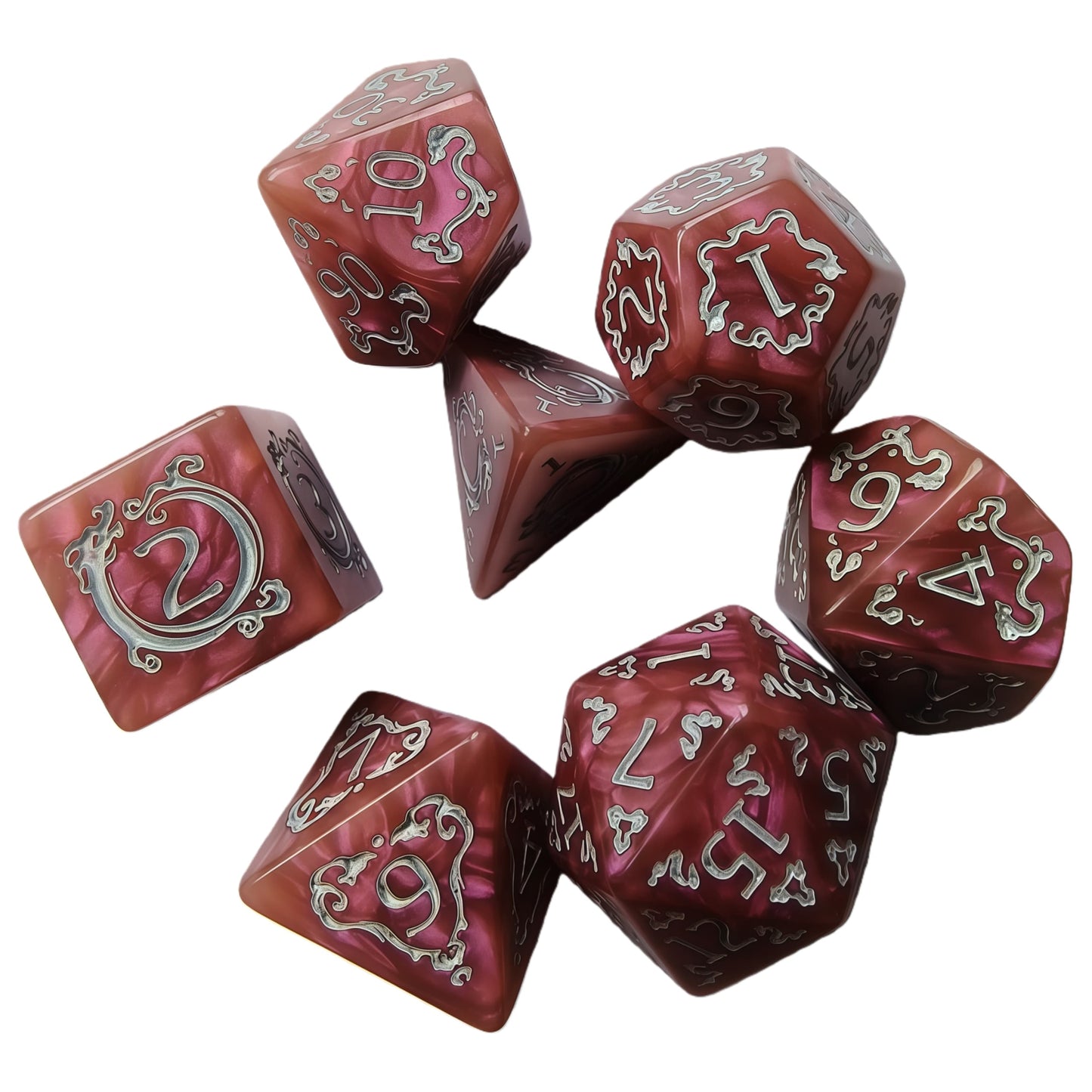 Acrylic Dice ‌Dragon Shadow Scale Duo-Shift Chameleon Polyhedral DnD D&D Dice Set