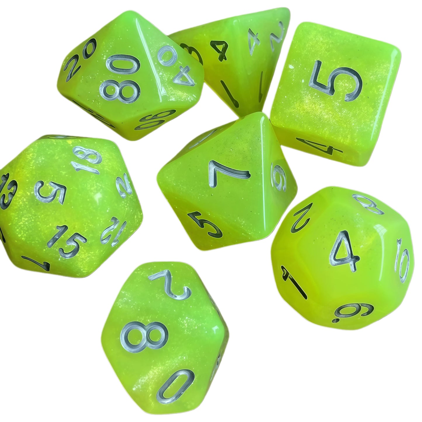 Acrylic Dice ‌Glitter Polyhedral DnD D&D Dice Set