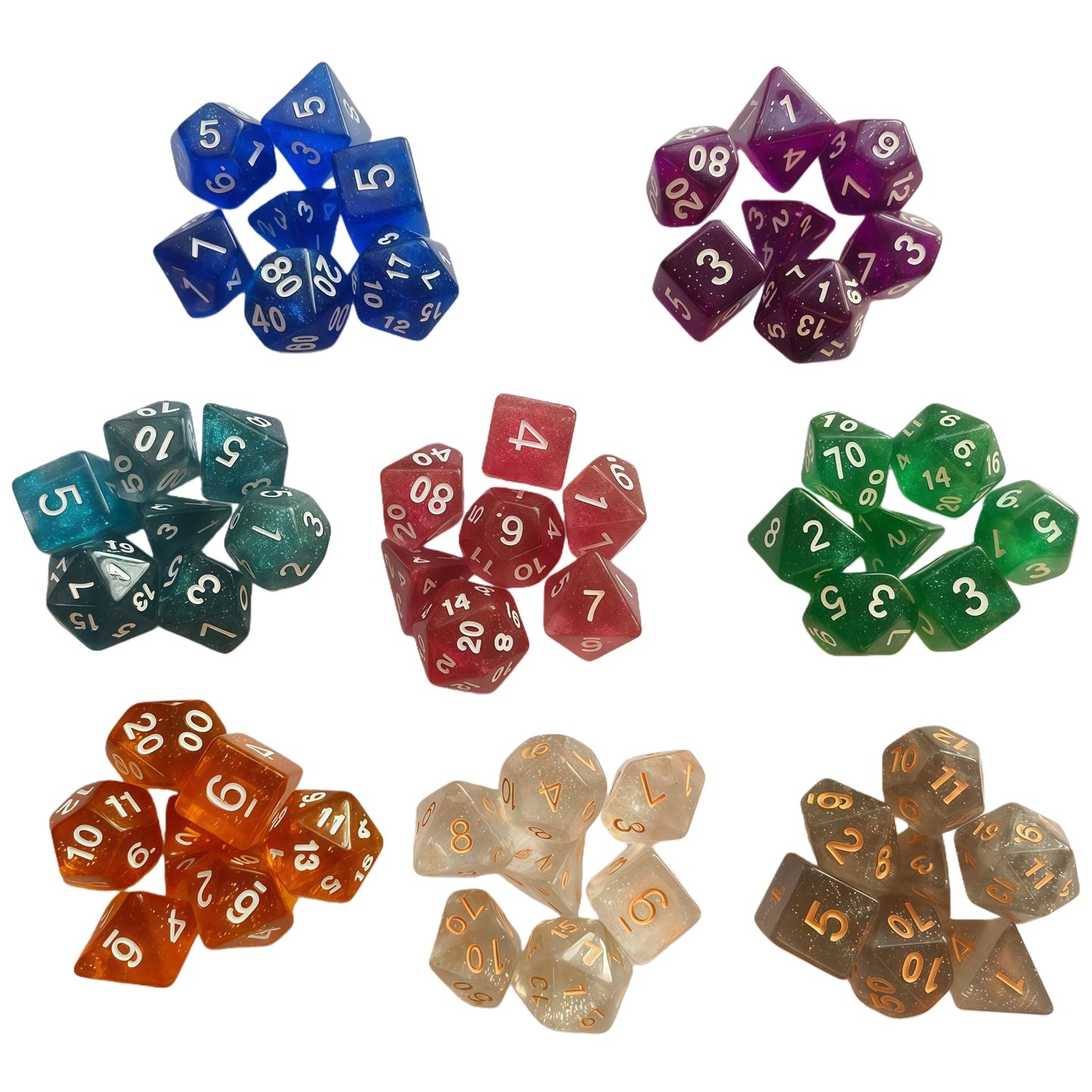 Acrylic Dice Verdant Camo Speckled Polyhedral DnD D&D Dice Set