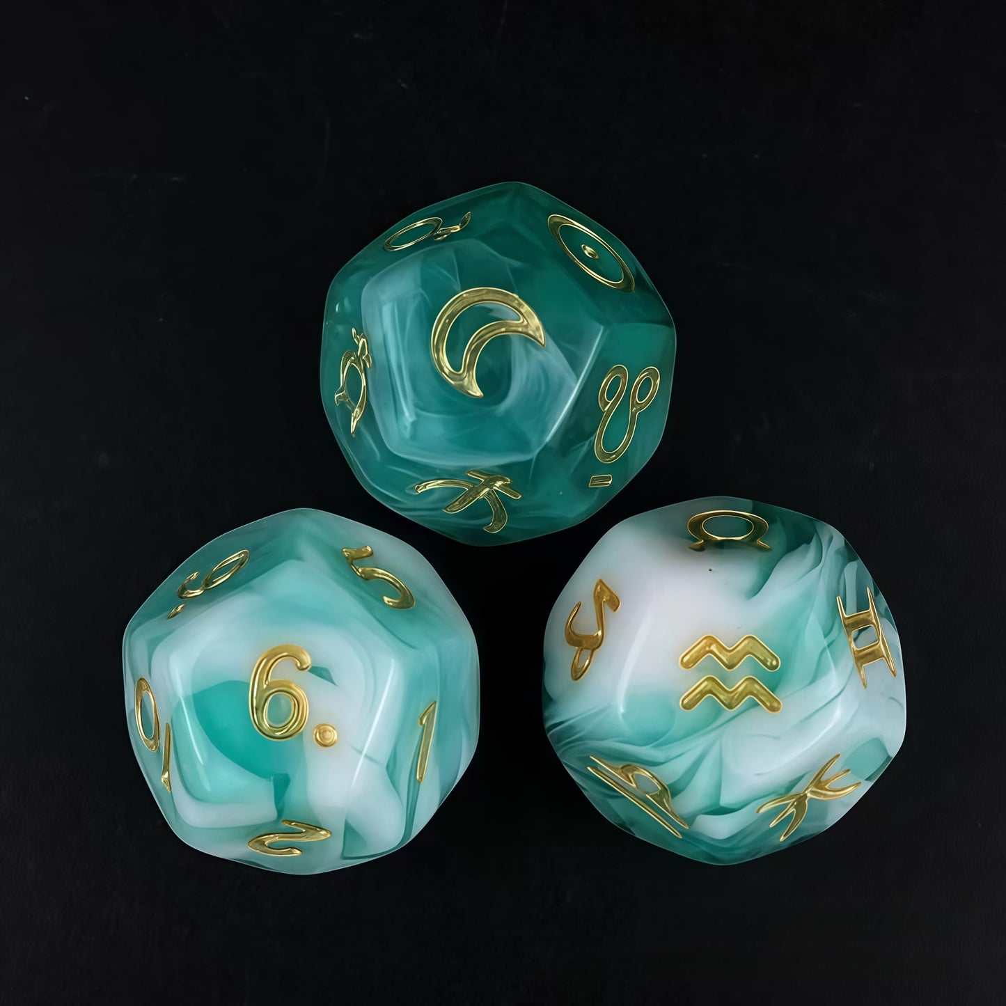 Acrylic Dice ‌12-Zodiac Polyhedral DnD D&D Dice Set
