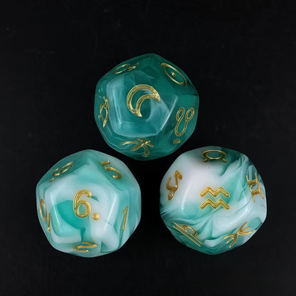 Acrylic Dice ‌12-Zodiac Polyhedral DnD D&D Dice Set