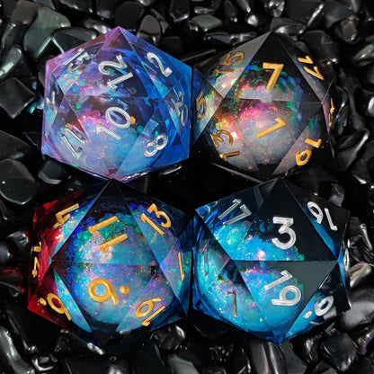 Resin Dice ‌35mm Resin Liquid Core D20 with Glitter‌ DnD D&D Dice Set