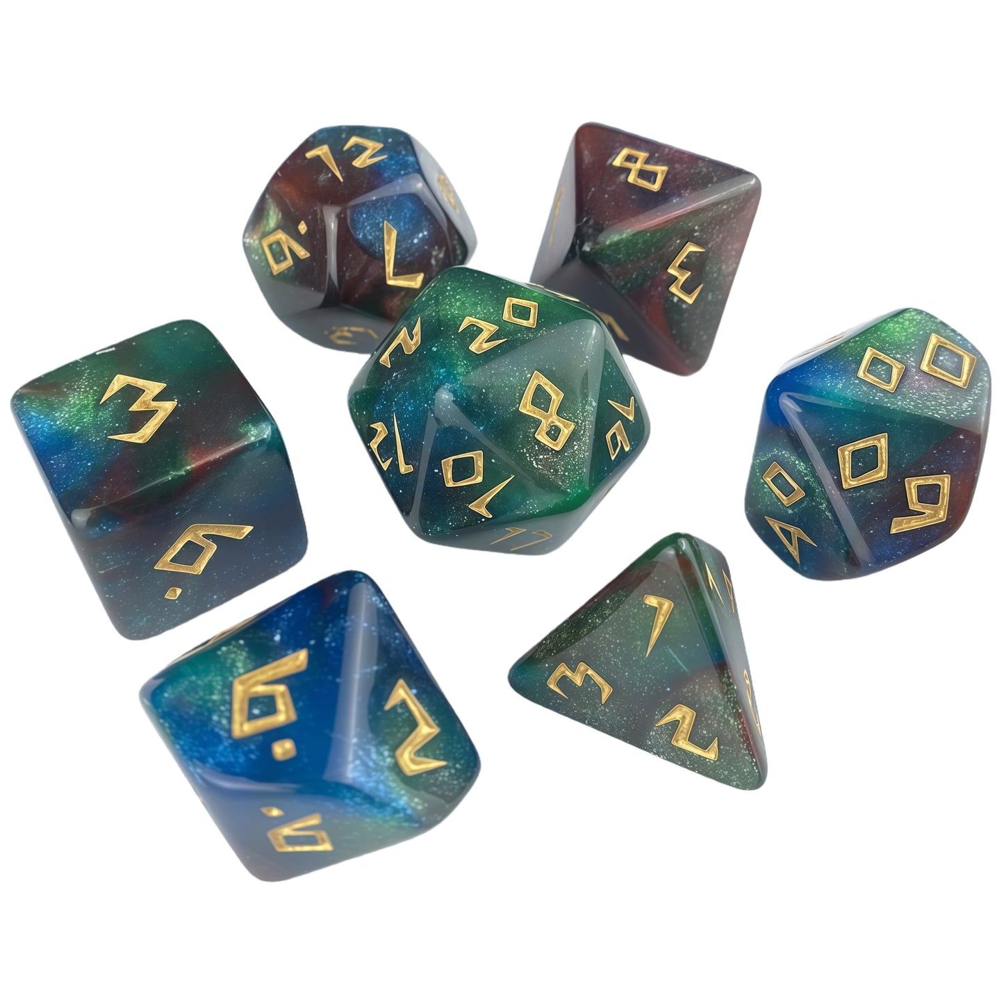 Acrylic Dice ‌Three-Color Iridescent Polyhedron DnD D&D Dice Set