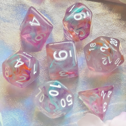Acrylic Dice ‌Colorful Filigree Polyhedral DnD D&D Dice Set