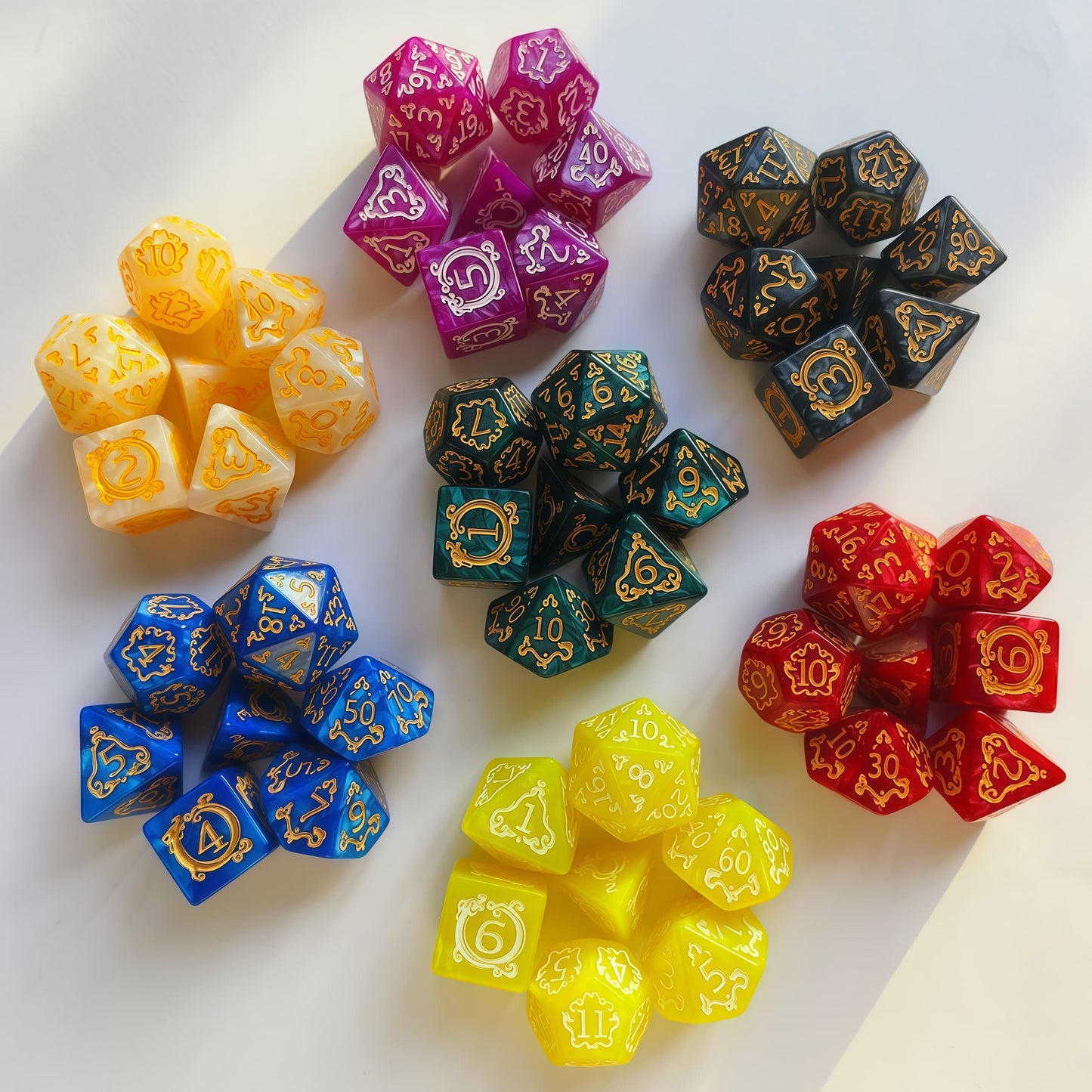 Acrylic Dice Dragon Scale Zodiac Polyhedral DnD D&D Dice Set