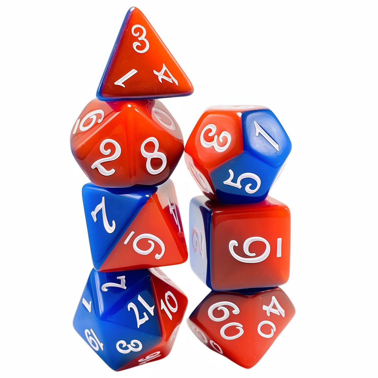 Acrylic Dice Duo-Tone Layered Polyhedral DnD D&D Dice Set