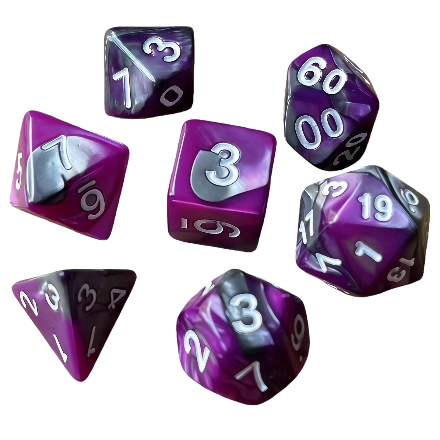 Acrylic Dice Duo-Tone Gold & Silver Polyhedral DnD D&D Dice Set