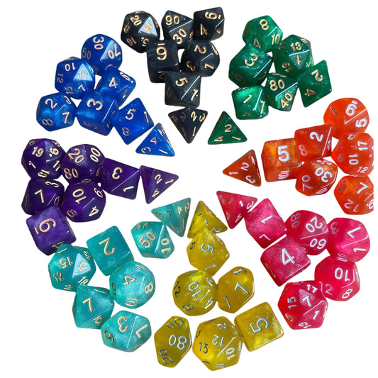 Acrylic Dice ‌Glitter Polyhedral DnD D&D Dice Set