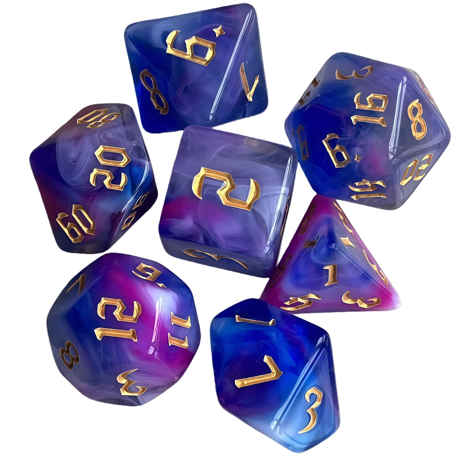 Acrylic Dice Quad-Tone Polyhedral DnD D&D Dice Set