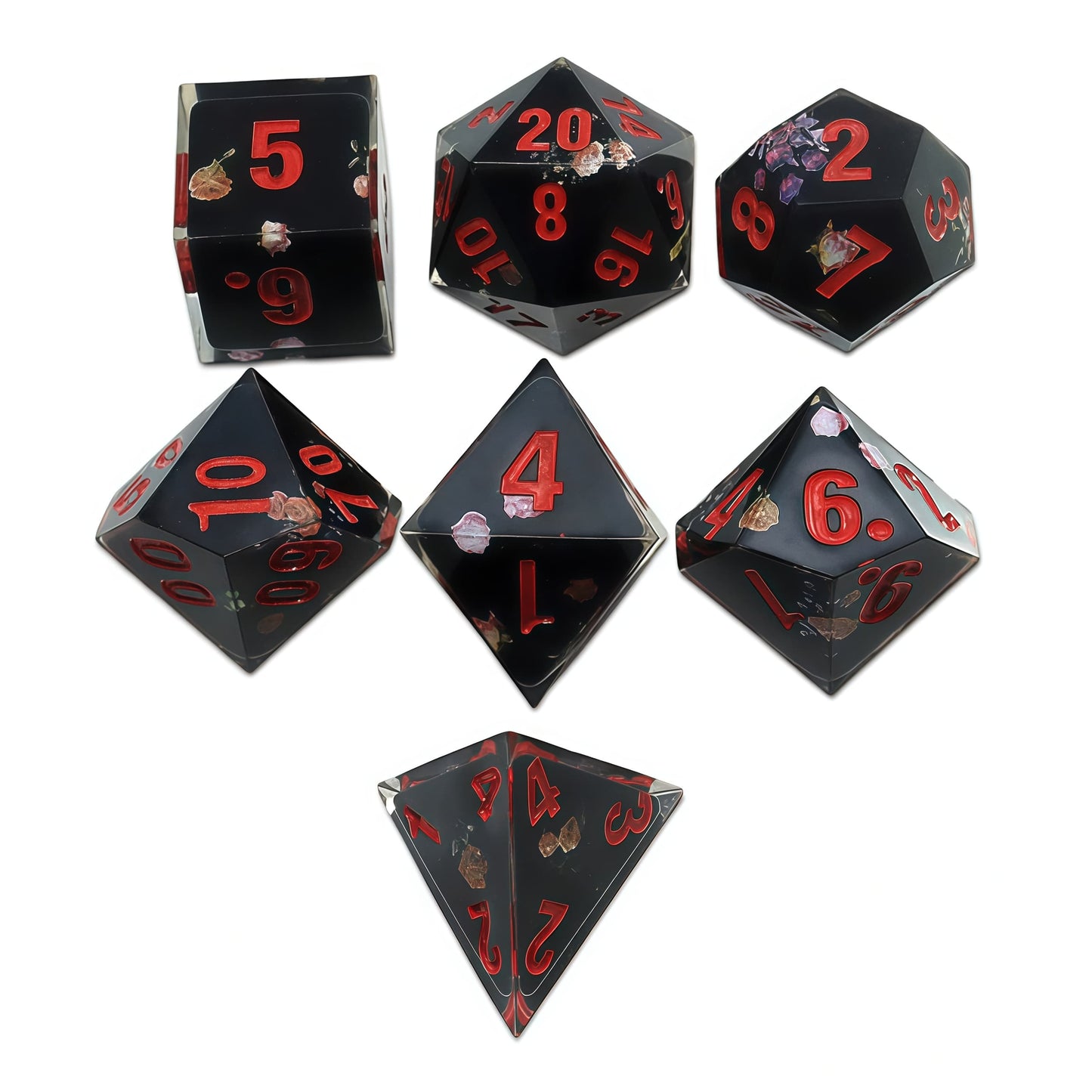 Resin Dice Cartoonish Multicolored Printed DnD D&D Dice Set