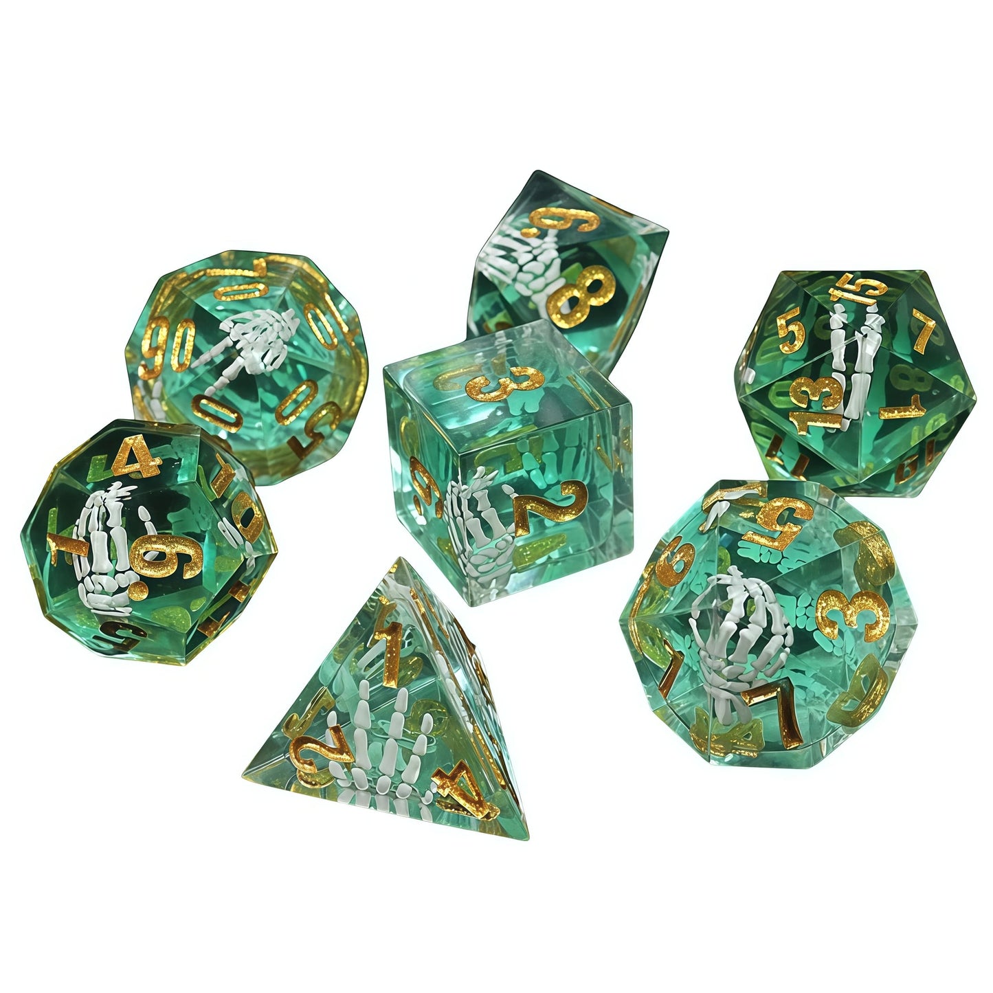Resin Dice Cartoonish Multicolored Printed DnD D&D Dice Set