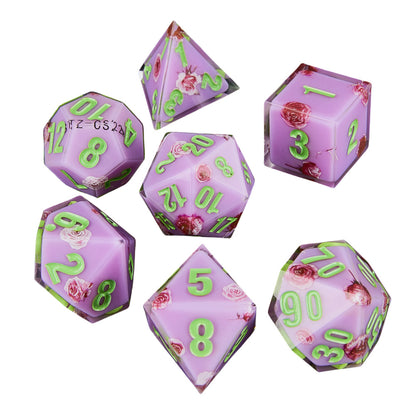 Resin Dice Cartoonish Multicolored Printed DnD D&D Dice Set
