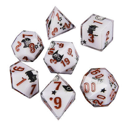 Resin Dice Cartoonish Multicolored Printed DnD D&D Dice Set