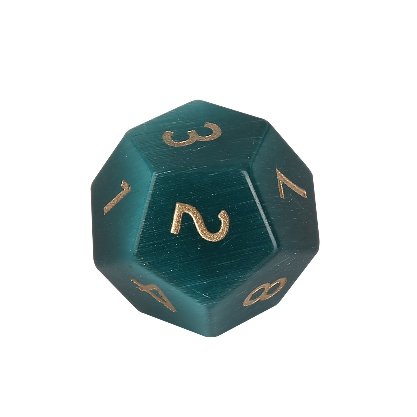 Synthetic Cat Eye Stone Peacock Blue D&D Dice