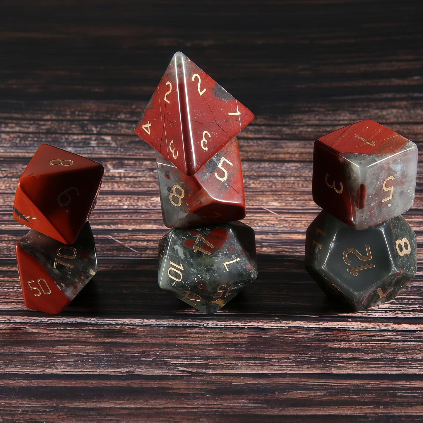 Natural African Bloodstone D&D Dice