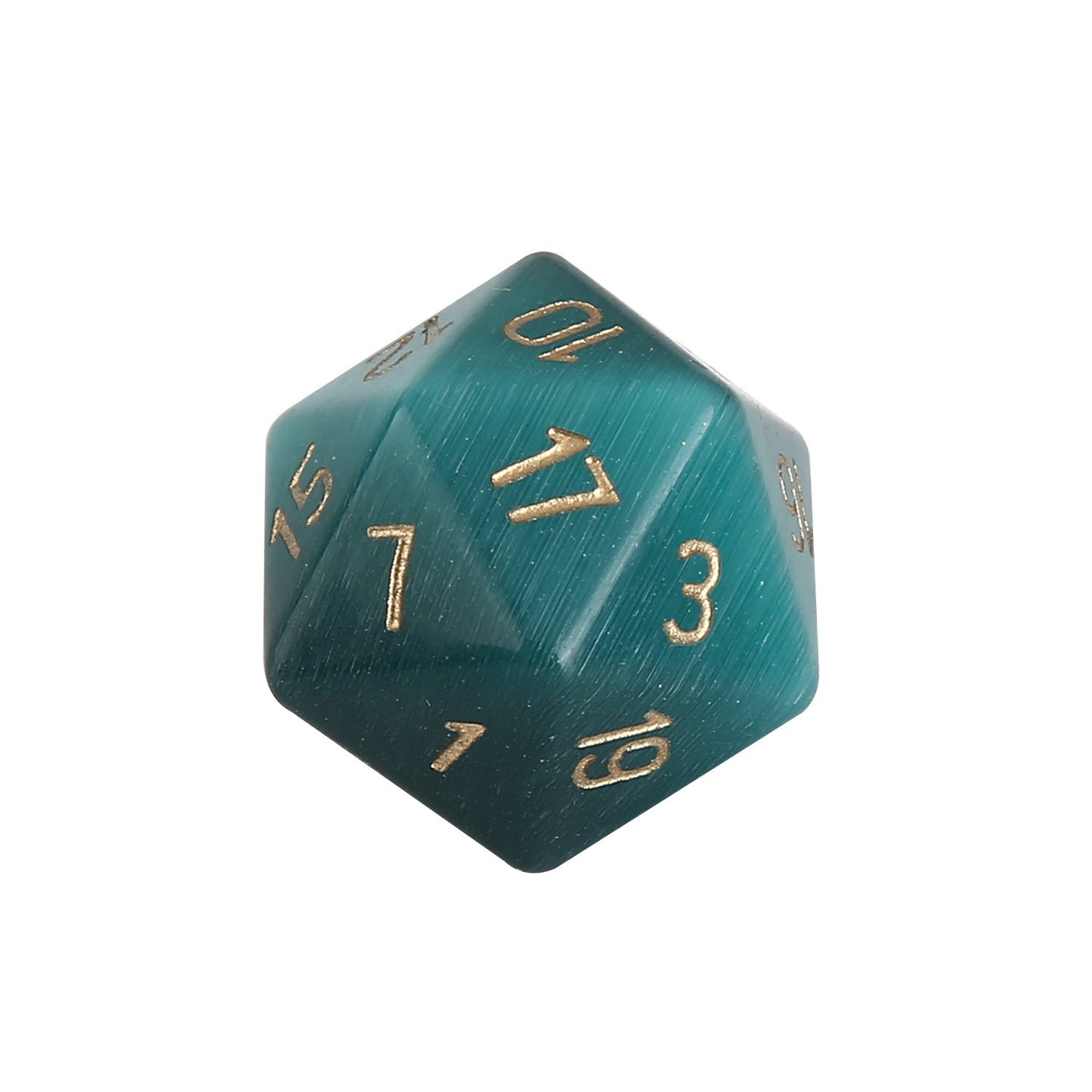 Synthetic Cat Eye Stone Peacock Blue D&D Dice