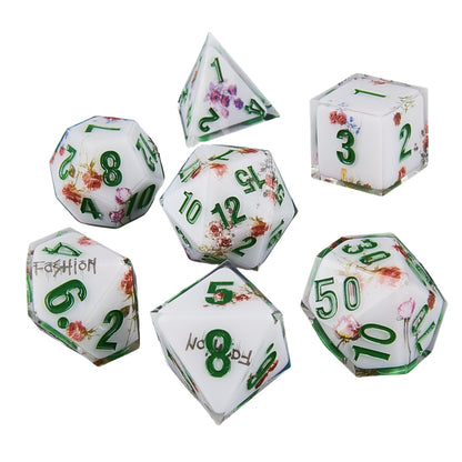 Resin Dice Cartoonish Multicolored Printed DnD D&D Dice Set