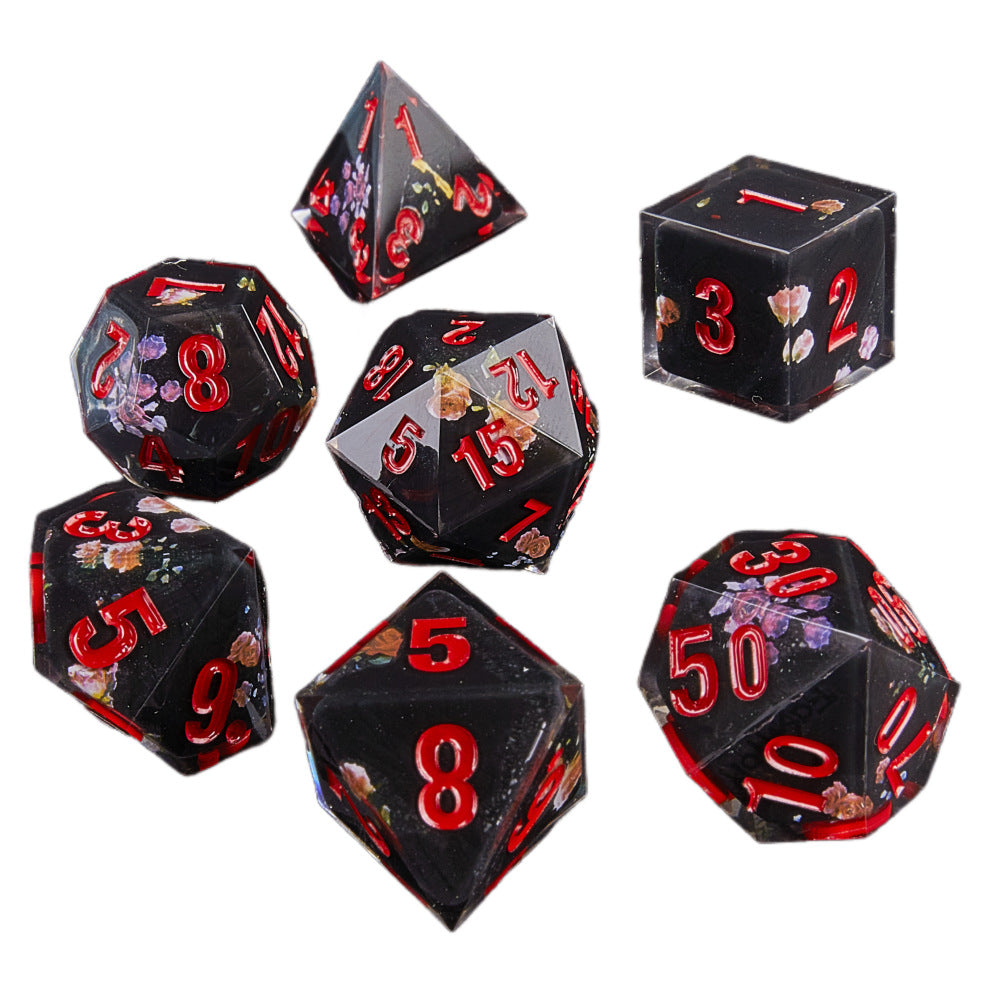 Resin Dice Cartoonish Multicolored Printed DnD D&D Dice Set