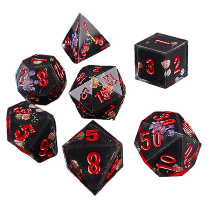 Resin Dice Cartoonish Multicolored Printed DnD D&D Dice Set