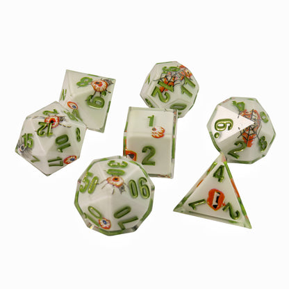 Resin Dice Cartoonish Multicolored Printed DnD D&D Dice Set