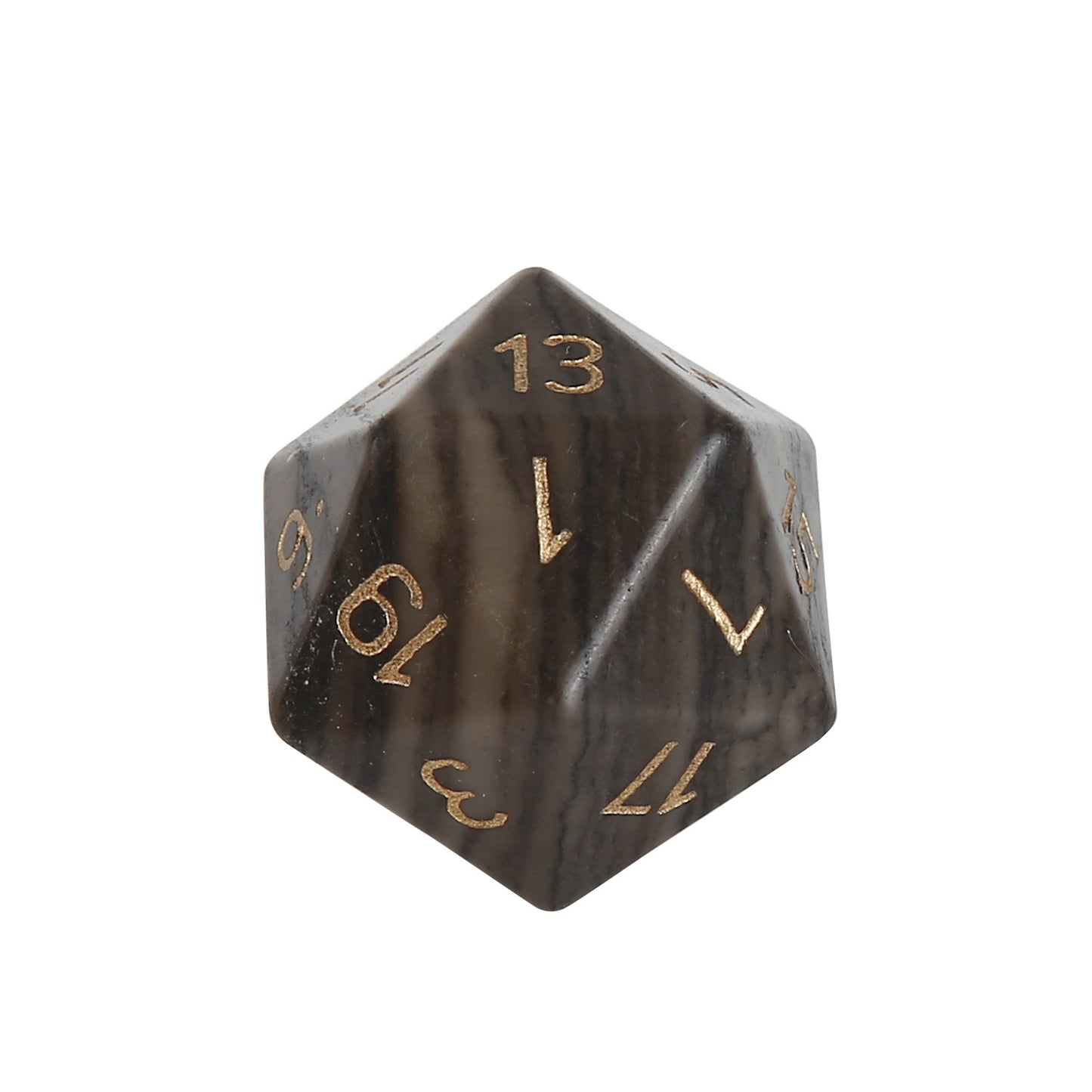 Natural Black Wood Grain Stone D&D Dice