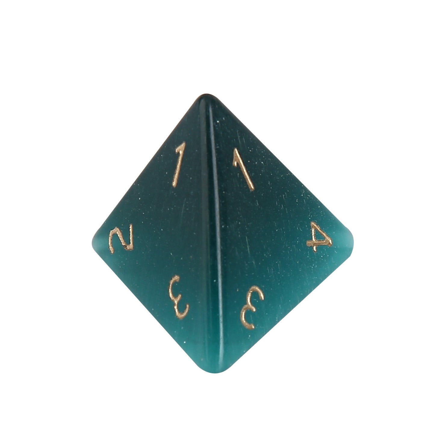 Synthetic Cat Eye Stone Peacock Blue D&D Dice
