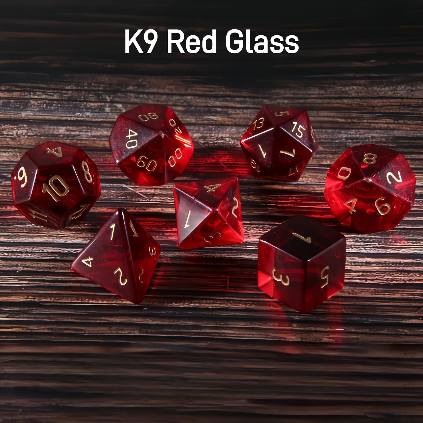 K9 Red Glass D&D Dice