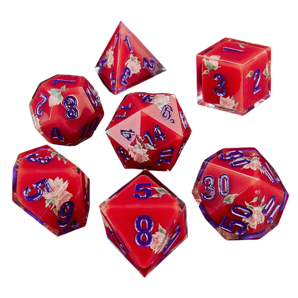 Resin Dice Cartoonish Multicolored Printed DnD D&D Dice Set