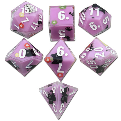 Resin Dice Cartoonish Multicolored Printed DnD D&D Dice Set