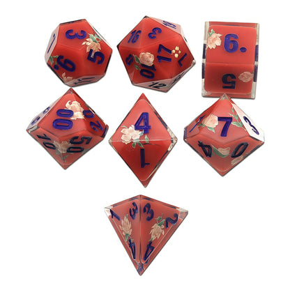 Resin Dice Cartoonish Multicolored Printed DnD D&D Dice Set