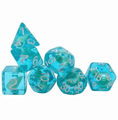 Resin Dice Cartoonish Mushroom-Snail-Beetle Resin Dice with Core DnD D&D Dice Set