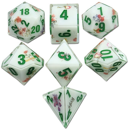 Resin Dice Cartoonish Multicolored Printed DnD D&D Dice Set