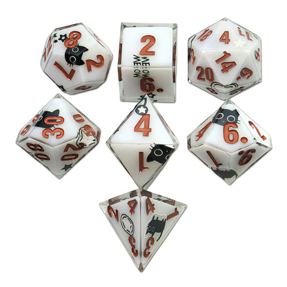Resin Dice Cartoonish Multicolored Printed DnD D&D Dice Set