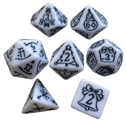 Acrylic Dice ‌Christmas Frosted White Polyhedral DnD D&D Dice Set
